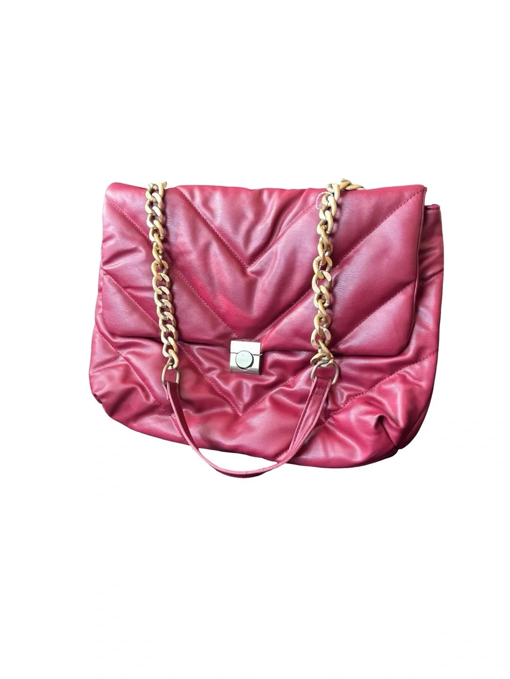 Quilted Pink Chain-Handle Shoulder Bag